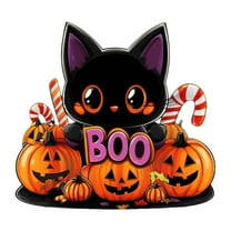 WMGHA Halloween Wreath Door Sign Welcome Sign for Front Door, Halloween Decorations Black Cat Happy Halloween Sign Hanging Home Wall Decor Halloween Party Favors Outdoor Indoor Supplies