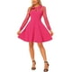 thumbnail image 1 of INSPIRE CHIC Vestido de fiesta de manga larga de malla con cuello retro en color rosa caliente XS, 1 of 5