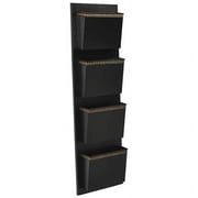 Linon Four Slot Wall Mailbox, Black and Gold Dots, Assembled