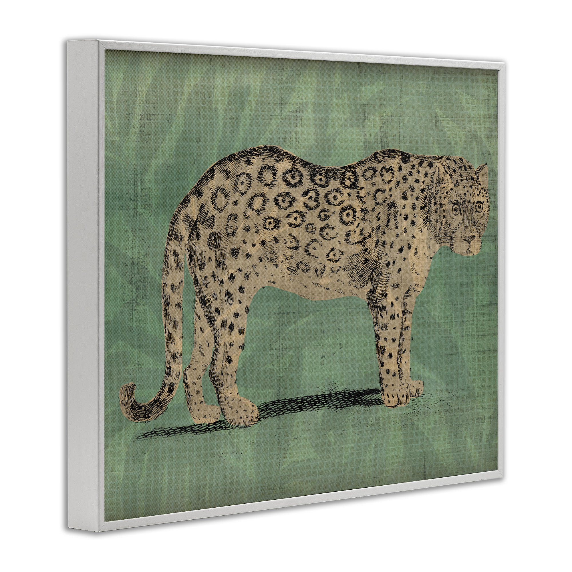 Stupell Industries Traditional Cheetah on Green Animals & Insects Painting White Framed Art Print Wall Art, 14 x 11