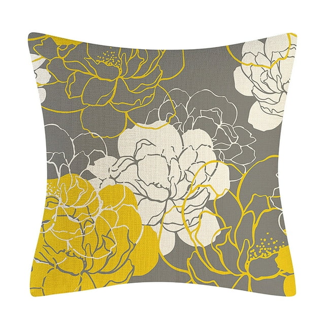 Funda de cojín amarilla Funda de cojín moderna decorativa Funda de cojín cuadrada de lino para sofá Sofás cama y coches 18x18 pulgadas (45 x 45 cm)