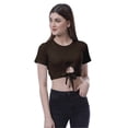 thumbnail image 1 of Moomaya Haut Court Noué devant pour Femmes Manches Courtes Col Rond Tee-Shirt Noué, 1 of 7