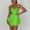 Green, variant on Women Sexy Backless Short Romper Satin Dress Cowl Neck Tie Ruffle Layer Spaghetti Strap Jumpsuit Mini Dress