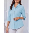thumbnail image 6 of Zeagoo Women Work Shirts Button Down Three Quarter Sleeve Short Sleeve Office Blouses for Women, 6 of 7