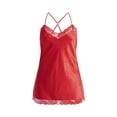 thumbnail image 3 of Joyspun Women’s Lace Trim Satin Chemise, Sizes S to 3X, 3 of 5
