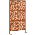 thumbnail image 2 of Outsunny Decorative Metal Outdoor Privacy Screen, Freestanding Privacy Fence Screen Outdoor Divider with Stand, 78" H x 48" W Bamboo Brown, 2 of 9