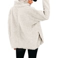 thumbnail image 4 of UAMVSH Plus Size Fleece Sweatshirts for Women Comfy Sherpa Fluffy High Neck Pullover Tops Warm Plush Long Sleeve Shirts Winter Outfits(Large,Beige), 4 of 7