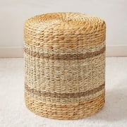 TrumanPick Seagrass Pouf Ottoman 16"H x 14"W, Accent Boho Footstool for Indoor Outdoor, Natural