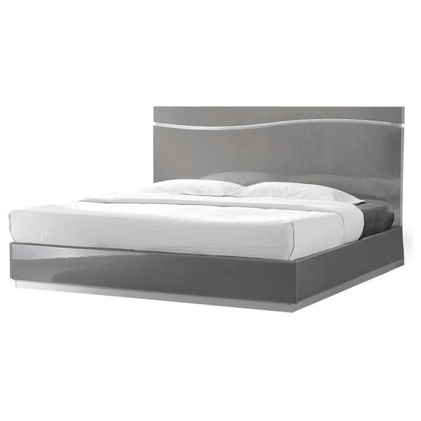 Best Master Leon Poplar Wood Cal King Platform Bed In Gray With Silver Base Com Best Master Leon Poplar Wood Cal King, Wood Cal King Platform Bed