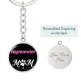 thumbnail image 2 of Highlander Cat Mom Keychain Stainless Steel or 18k Gold Circle Pendant, 2 of 16