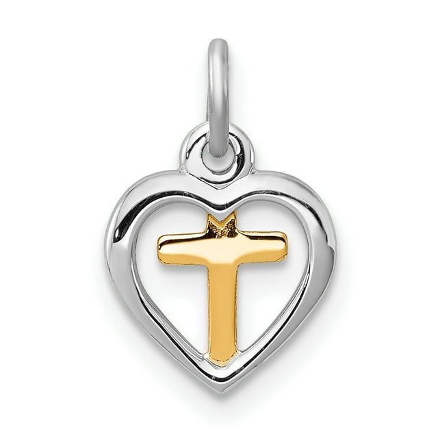 925 Argent Sterling Croix Coeur Pendentif Pendentif Religieux Latin