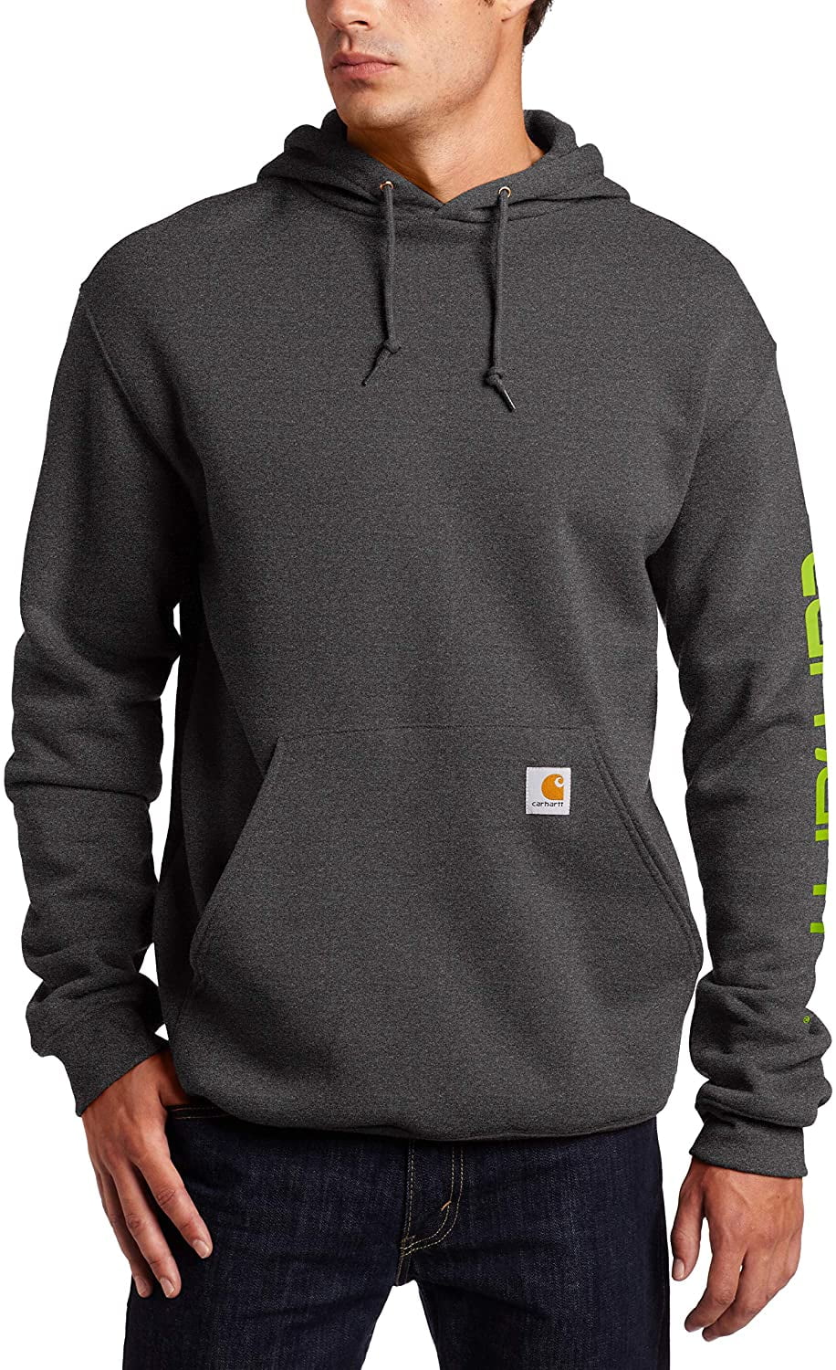 carhartt men's midweight hooded logo sleeve sweatshirt