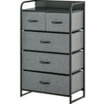 thumbnail image 3 of Gray 5 Dresser - Fabric Chest Storage With Steel Frame For Bedroom And Entryway, Foldable Drawers, Wobbling Component 4 Wooden Top, 3 of 6