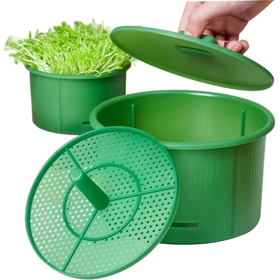 Hydroponic Bean Sprout Sprouter Kit, Single Layer Seed Growing Pot with Light-Blocking Lid and Grid Tray, Healthy Indoor Gardening