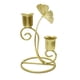 thumbnail image 2 of Portavelas de metal, candelabro cónico, candelabro de hoja de Ginkgo de doble cabeza para boda, candelabro nórdico elegante, Oro, 2 of 9