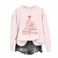 thumbnail image 4 of HOMBOM Womens Crewneck Sweatshirts Pink Winter Christmas Merry Essentials No Hood Sweatshirt for Adult Tree, 4 of 6