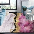 thumbnail image 2 of Black Pink and Gold Marble Texture Modern Abstract Area Rug for Livingroom Diningroom Washable Soft Aesthetic Bedroom Meetingroom Floor Carpet Lux Office Kitchen Runner 5x8ft, 2 of 7