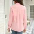 thumbnail image 6 of FRSASU Plus Size Tops Clearance Women Pockets Solid Turn-Down Neck Cardigan Long Sleeve Loose T-Shirt Autumn Blouse Button Tops, 6 of 8