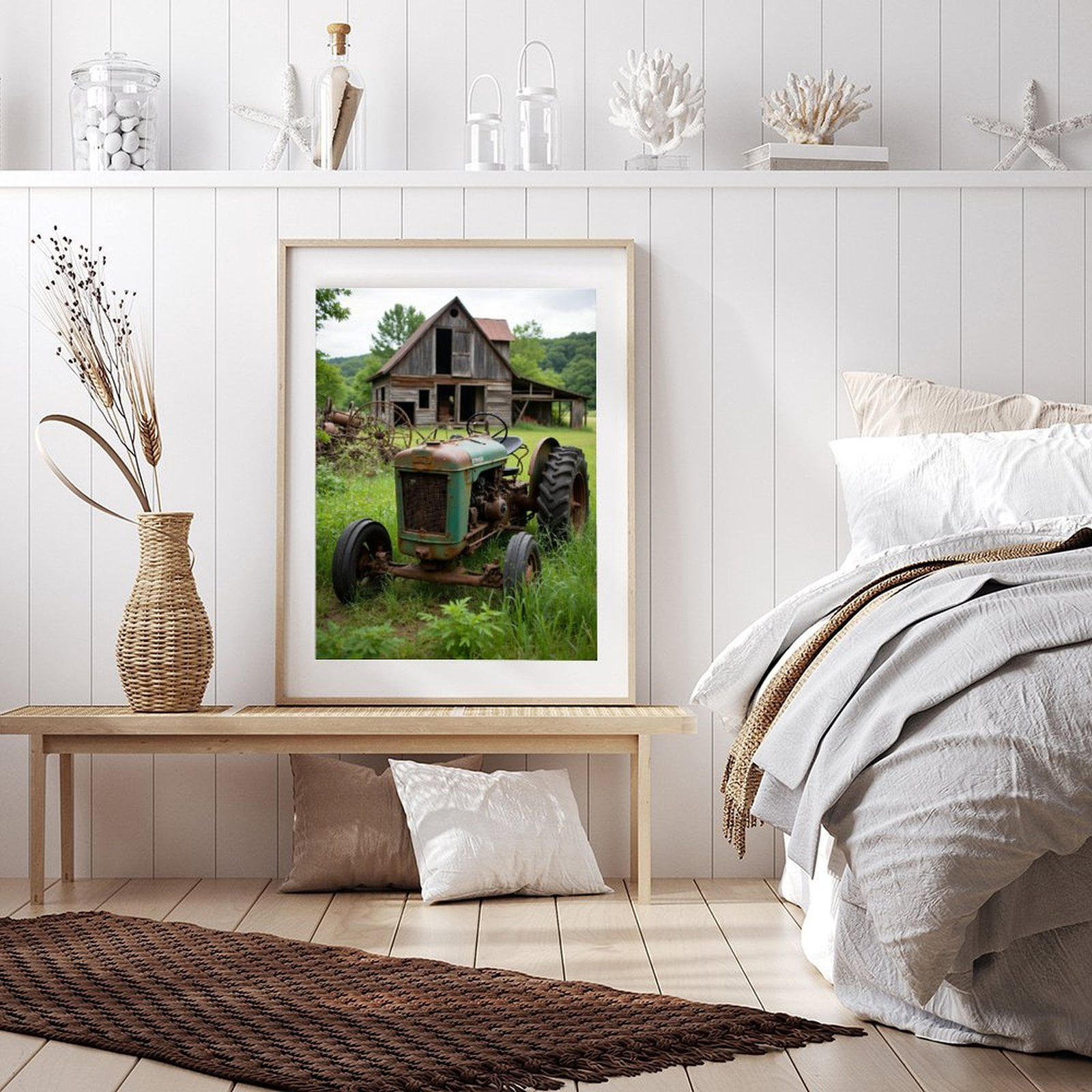 Diamond Art Kits for Adults - 5d Vintage Tractor Barn Scene Diamond Painting for Adults, Diamond Art for Adults Beginners, Diamond Painting Kits for Adults for Home Wall Decor