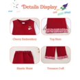thumbnail image 5 of Yaoqi 3T Toddler Girl Outfit Set 4T Child Girls Clothing Ruffle Long Sleeves Cherry Embroidery Top Wide Leg Pants 2pcs Clothes Red, 5 of 6