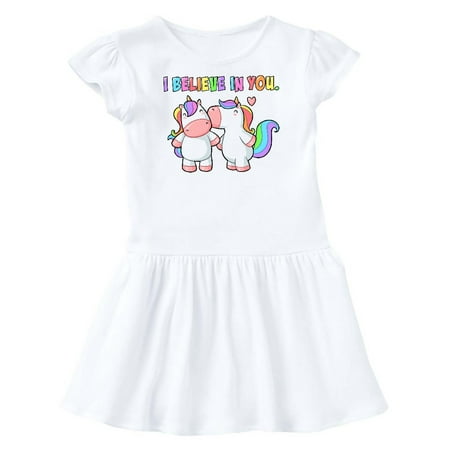 

Inktastic I Believe in You Cute Rainbow Unicorns Gift Toddler Girl Dress