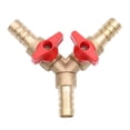 thumbnail image 1 of Y Shape Three-way Gas Pipe Distribution Switch Shut Off Ball Fitting Hose Barb Fuel Gas Clamp Tee (Copper 8mm Golden Red), 1 of 9