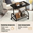 thumbnail image 6 of Mobile Rolling Cart Side Table with Mesh Shelves Living Room Storage Nightstand Coffee Table Compact Furniture 21.26x16.93x11.81in(Black), 6 of 6