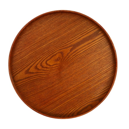 WORGEOUS  Platters Round Wicker Tray Wooden Storage Barbecue Serving Food