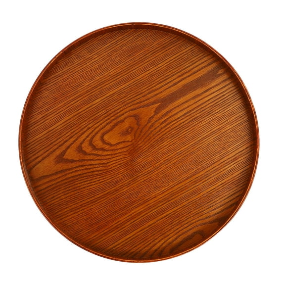 WORGEOUS  Platters Round Wicker Tray Wooden Storage Barbecue Serving Food