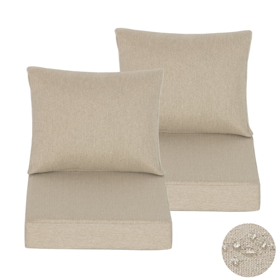 Goodgoods 25" x 25" Indoor & Outdoor Deep Seat Chair Cushions Set of 2, Water & Fade Resistant, Beige