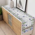 thumbnail image 4 of Spring Purple Flowers Table Runner - 120 Inch Long, Kitchen Dining Table Runner Dresser Scarves, Farmhouse Leaves Fences Gray Wood Farmhouse Decor for Coffee Tables Wedding Party Banquet, 4 of 8