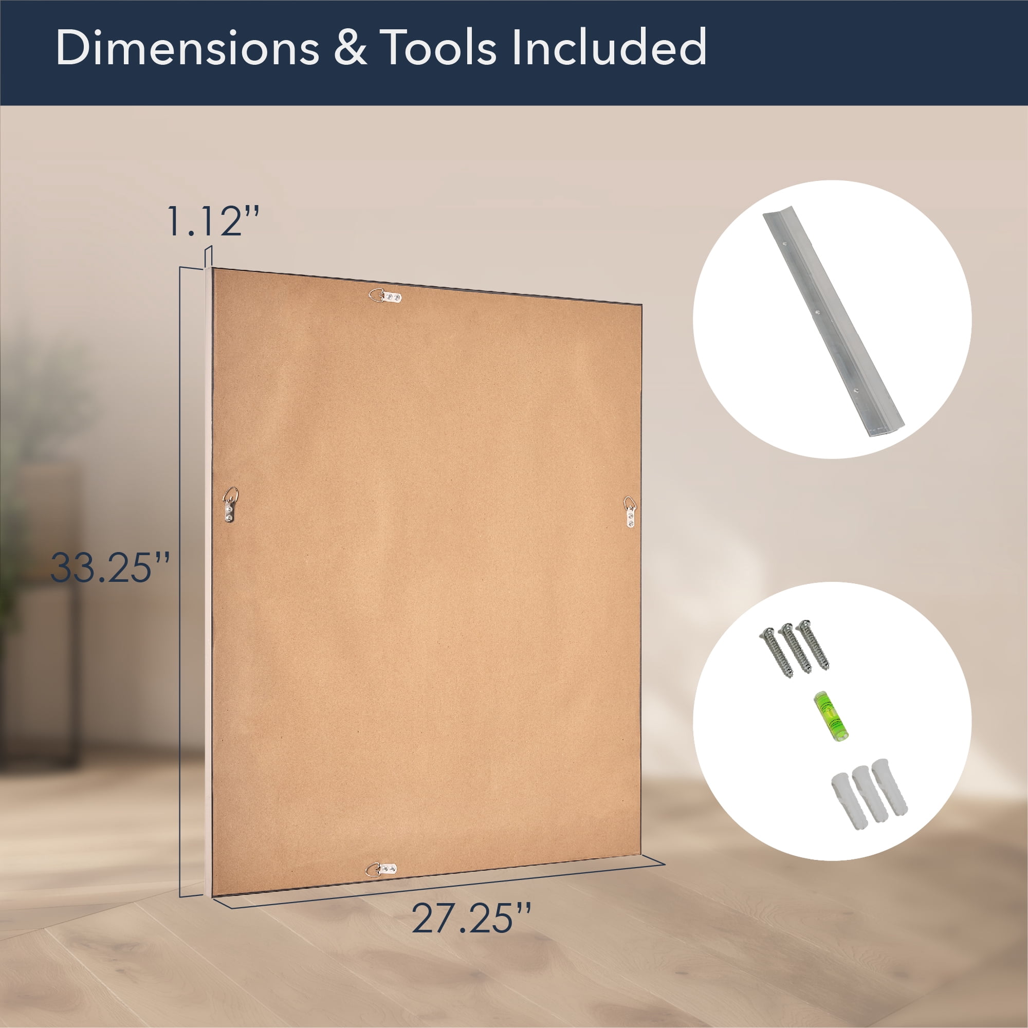 Head West Brushed Nickel Frame Vanity Mirror with Chrome Liner - 27.5" x 33.5"