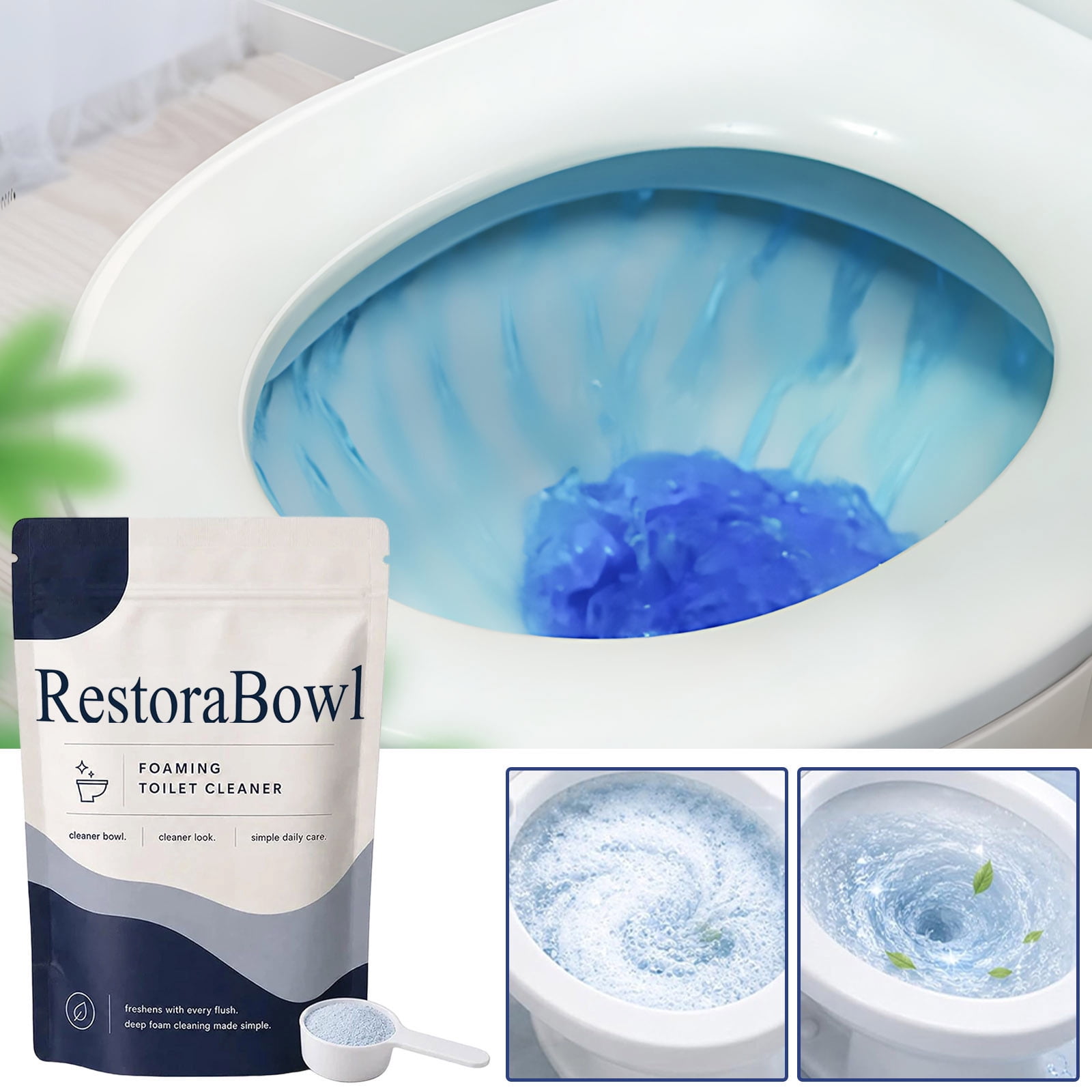 Restorabowl Toilet Cleaner,Restorabowl Foaming Toilet Cleaner For Deep Cleaning & Stain Remover, No Scrubbing Restorabowl Toilet Bowl Cleaner,Splash-Free Restoreabowl Toilet Bowl Cleaner,Powerful