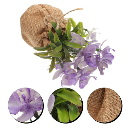 PAMINGONO Potted Flower Arrangement Artificial Orchid Flowers Purple PE 1Pack