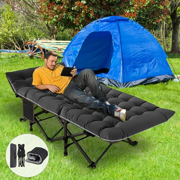 ABORON 2 Pack Folding Camping Cot for Adults & Kids, 28" Extra Wide Portable Sleeping Cot Bed with 2 Sided Mattress & Carry Bag, 880LBS(Max Load)