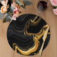 thumbnail image 3 of Round Braided Placemats Set of 2, Black Gold Non-Slip Place Mats for Dining Table Woven Washable Table Mats 13 inch Marble Luxury Abstract Abstract Fluid Texture for Kitchen Decoration, 3 of 9