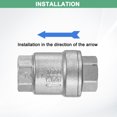 thumbnail image 4 of Uxcell 1-Pack 3/8" NPT 2.3" L WOG1000 One Way Non-Return Stainless Steel Spring Check Valve [Silver], 4 of 6