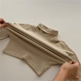 thumbnail image 4 of Generic Toddler Baby Boys Girls Basic Solid Color Turtleneck Neck Warm Base Long Sleeve T Shirt Children's Casual Home Wear Base Top Clothes ﻿(4-5 Years,Khaki), 4 of 5