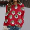 thumbnail image 4 of Gibobby Sudaderas navideñas Blusa de manga larga con cuello en O para mujer, para uso diario, en casa, al libre, con estampado navideño(Rojo,XG), 4 of 5