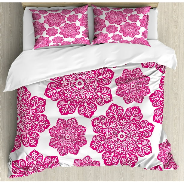 Hot Pink Queen Size Duvet Cover Set Ethnic Batik Fl Arrangement With Eastern Artistic Design Mandala Pattern Decorative 3 Piece Bedding 2 Pillow Shams White By Ambesonne - Hot Pink Queen Size Bed Sheets Hot Pink Queen Size Duvet Cover Set Ethnic Batik Fl Arrangement With Eastern Artistic Design Mandala Pattern Decorative 3 Piece Bedding 2 Pillow Shams White By Ambesonne - Hot Pink Queen Size Bed Sheets