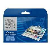 Winsor & Newton Cotman Watercolor Pocket Plus Set, 12 Half Pans & Brush