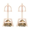 thumbnail image 4 of 2 Ct Princess Cut Studs Champagne Crystal 18K Rose Solid Gold Everyday Dainty Earrings Screw Back, 4 of 7