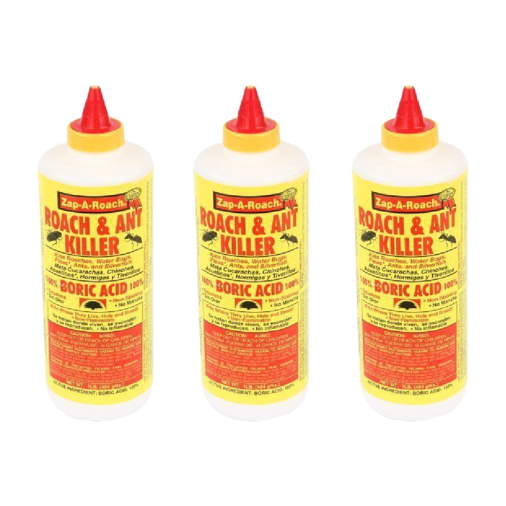 Zap-a-Roach 100 Percent Boric Acid Roach Ant Killer Pest Control 16 oz, 3-Pack