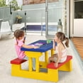 thumbnail image 5 of KOTEK Kids Picnic Table, Outdoor Kids Table and Bench Set w/Removable Umbrella, Plastic Children Patio Furniture, Toddler Picnic Tables for Backyard, Garden, Nursery, Gift for Boys Girls (Multicolor), 5 of 18
