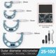 thumbnail image 2 of 4Pcs 0-25mm-50mm-75mm-100mm Outside Micrometer Set with Standards Ratchet Stop 0-100mm Range 001mm Gauge Caliper Measuring Tool, 2 of 5