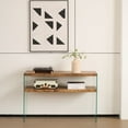 thumbnail image 3 of S-HOME Big Side Table Featuring Walnut MDF Body And Durable Tempered Glass Desk For Modern Home Decor, 3 of 5