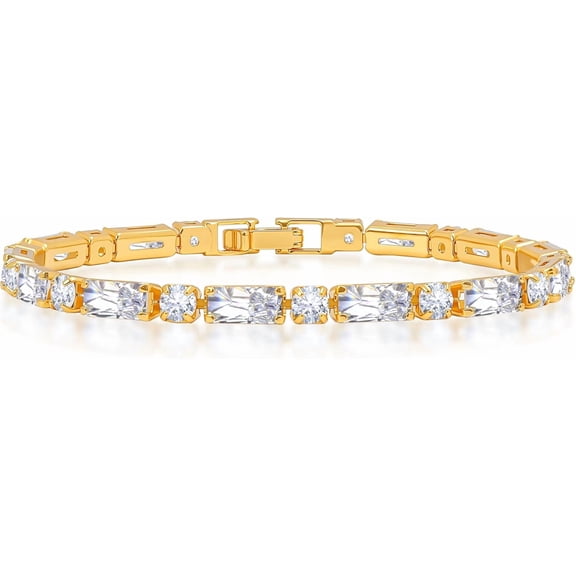 Tennis Bracelets for Women, 14K Gold Plated Bracelet, Cubic Zirconia Dainty Gold Plated Bracelet for Women, Gifts Jewelry for Women