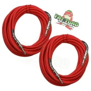1/4 to 1/4 Male Jack Speaker Cables (2 Pack) by Fat Toad 25ft Professional Pro Audio Red DJ Speakers PA Patch Cords Quarter Inch 12 AWG Gauge Wire for Amp, Music Studio Recording & Stage Gear