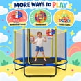 thumbnail image 3 of Fenbeli 60'' Kids Trampoline with Safety Net, Basketball Hoop & Dartboard, Indoor Outdoor Toddler Trampoline for Ages 1-8, 3 of 9