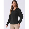 thumbnail image 3 of DARING DIVA Women's Button Down Shirt Vintage Collared Work Blouse XL Black, 3 of 6